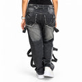 GALEX Cargo Dama — Edición Ceniza | Jean Levanta Cola Gris con Tiras y Bolsillos | RF.222