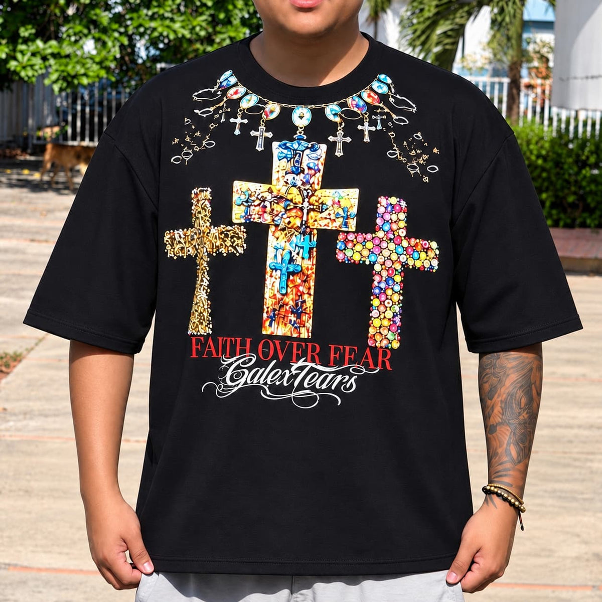 GALEX Dinamos — Edición Faith Over Fear | Camiseta Oversize Negra