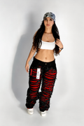 Jean Galex Inferno Dama RF.206 en denim negro con contraste rojo