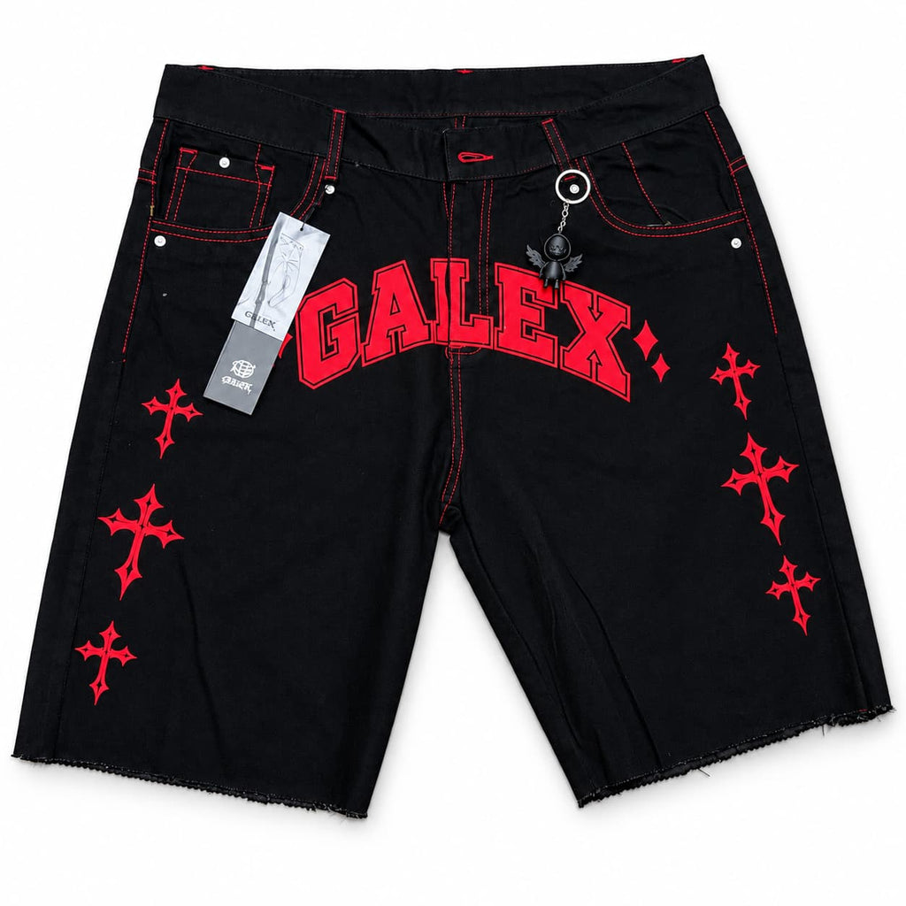 GALEX Cruces — Edición | Bermuda Jean Negra con Cruces Rojas