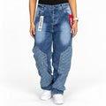 GALEX Baggy GG Dama — Edición Monograma | Jean Levanta Cola Azul con Paneles GG | RF.218