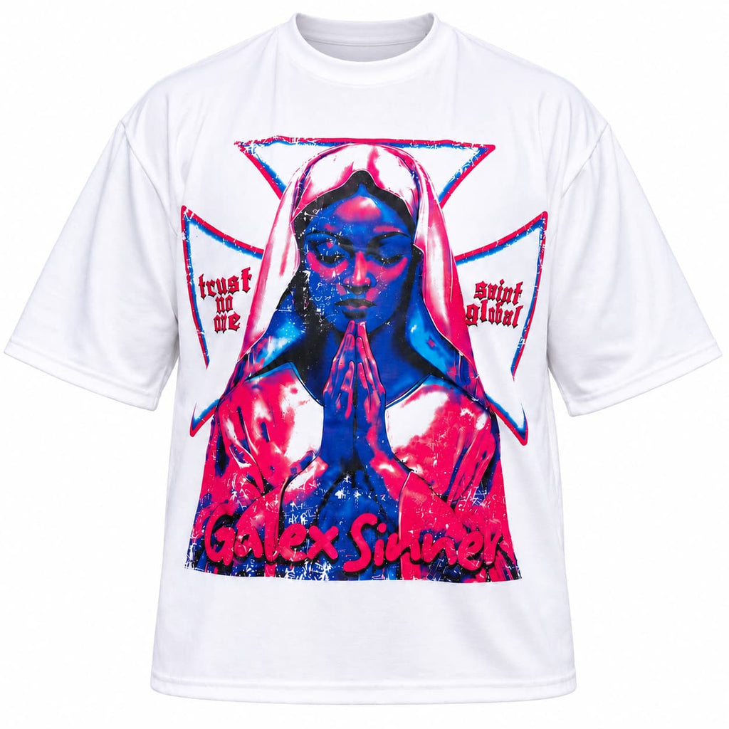 GALEX Sinner — Edición Monj | Camiseta Oversize Blanca