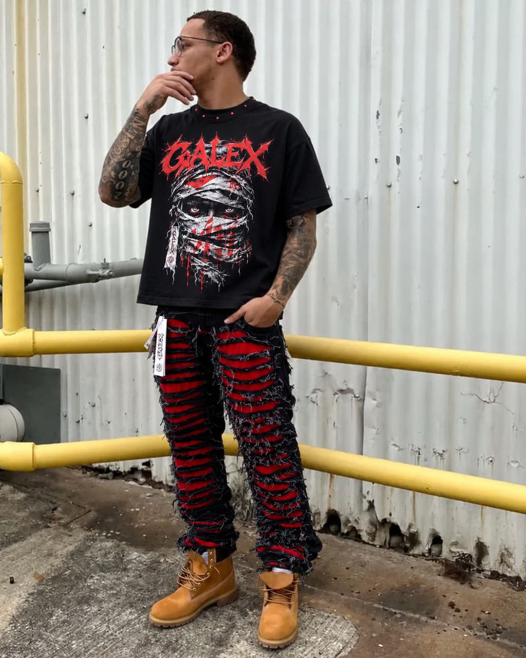GALEX Inferno — Edición | Jean Baggy Negro con Rojo Interior