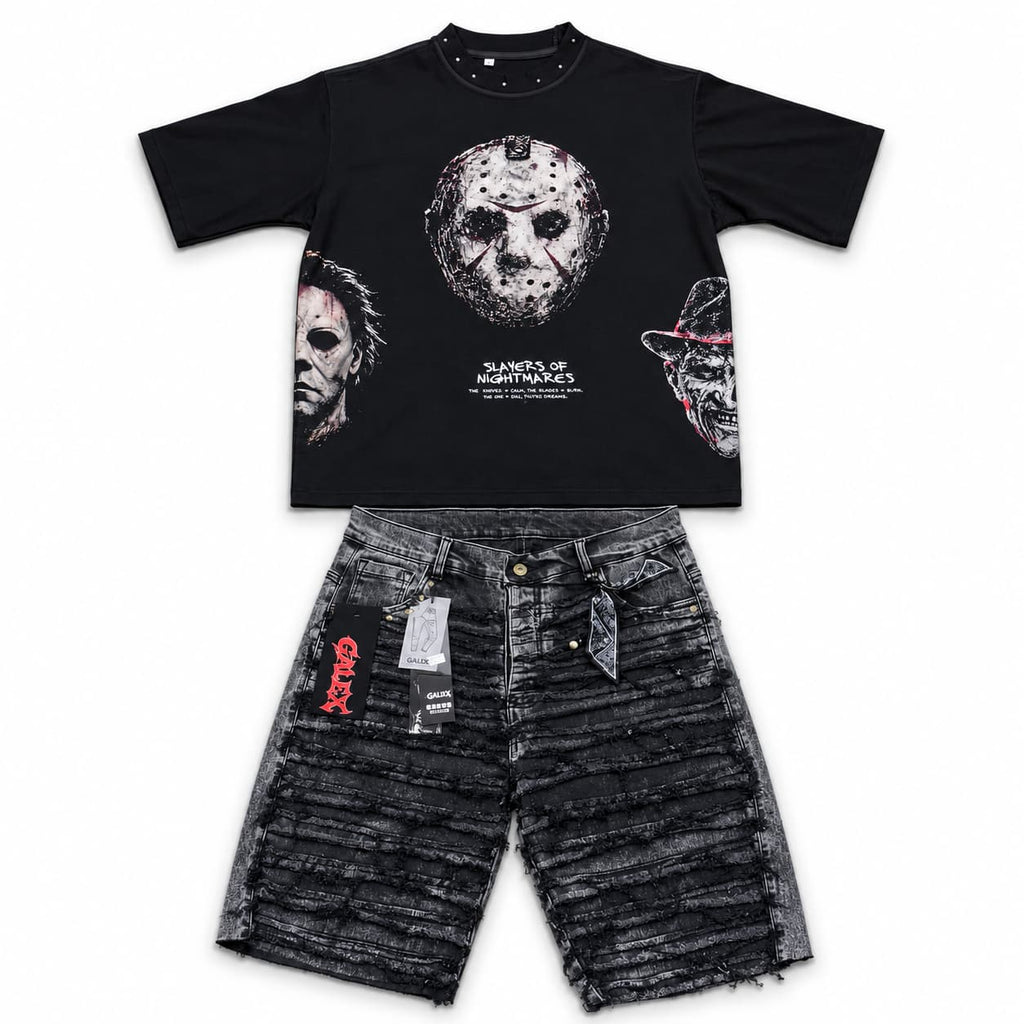 Pack Halloween GALEX — Edición Slayers of Nightmares | Camiseta + Bermuda Jean Destruida + Obsequio