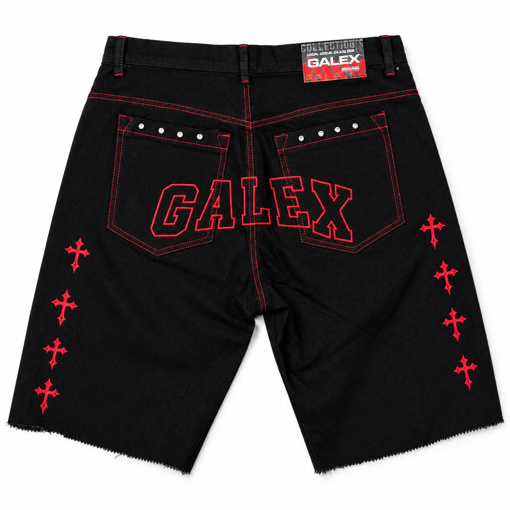 GALEX Cruces — Edición | Bermuda Jean Negra con Cruces Rojas