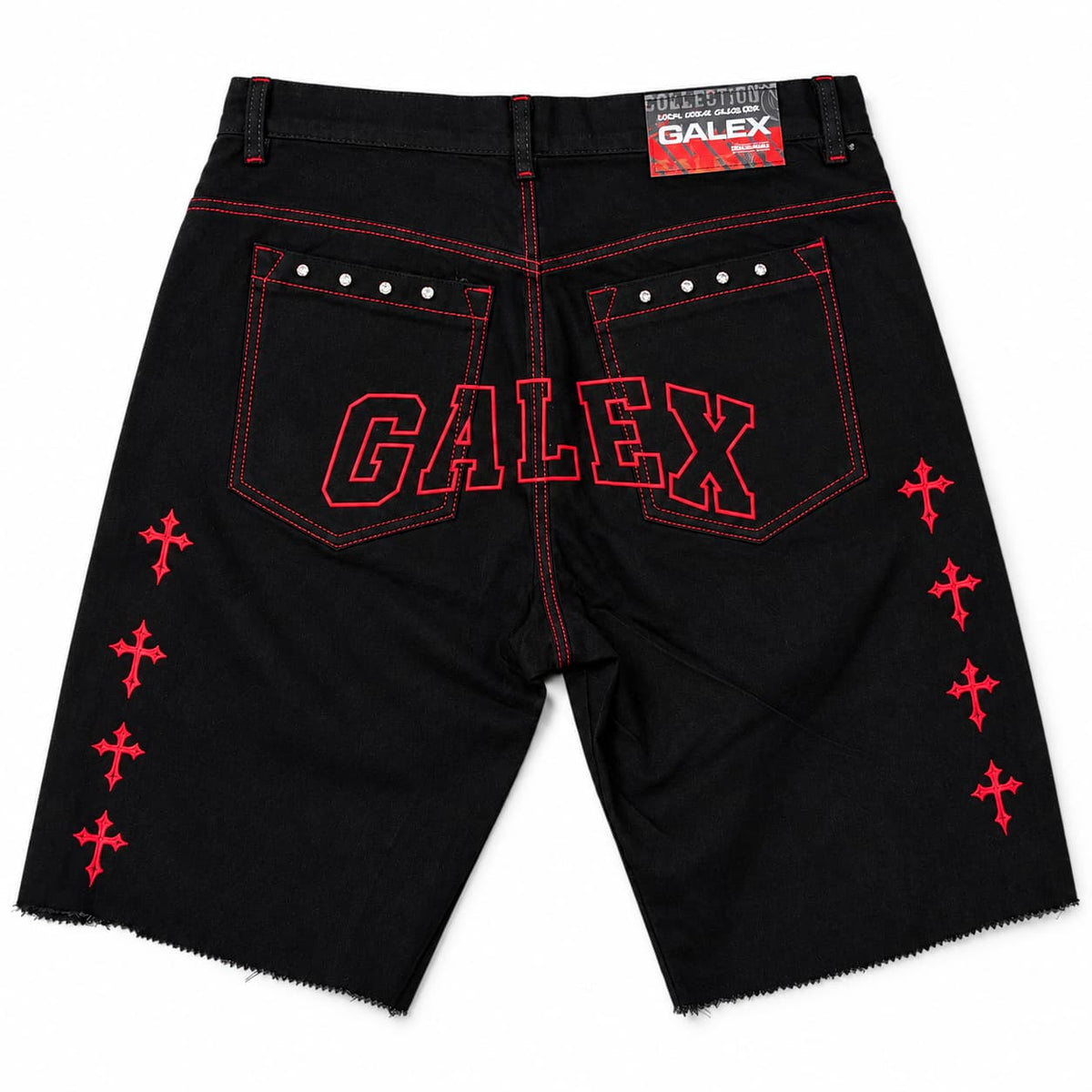 GALEX Cruces — Edición | Bermuda Jean Negra con Cruces Rojas