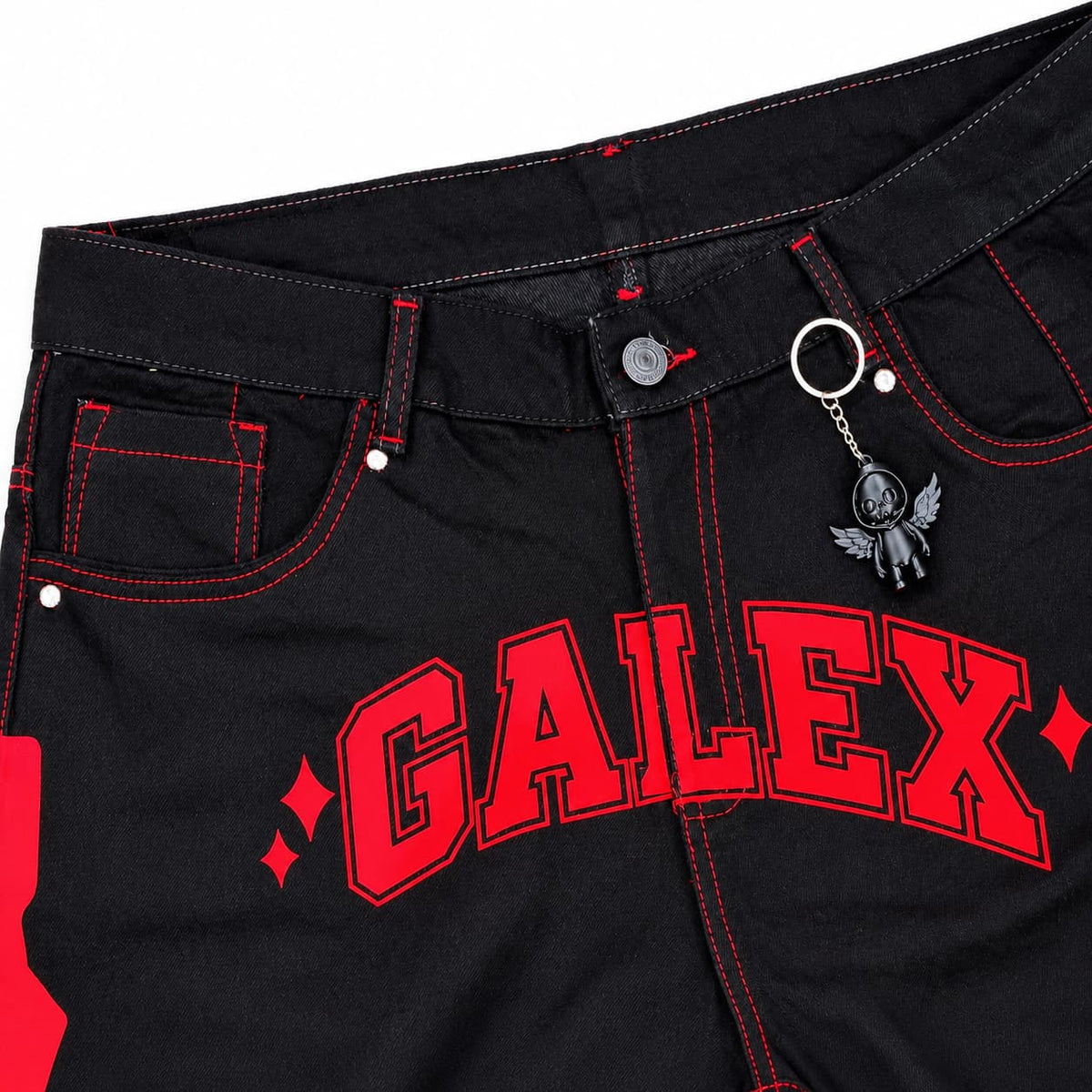 GALEX Varsity — Edición | Bermuda Jean Negra con Rojo