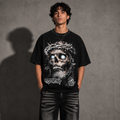 GALEX Sagrado Caos — Edición Lavado Vintage | Camiseta Oversize Negra | RF.400