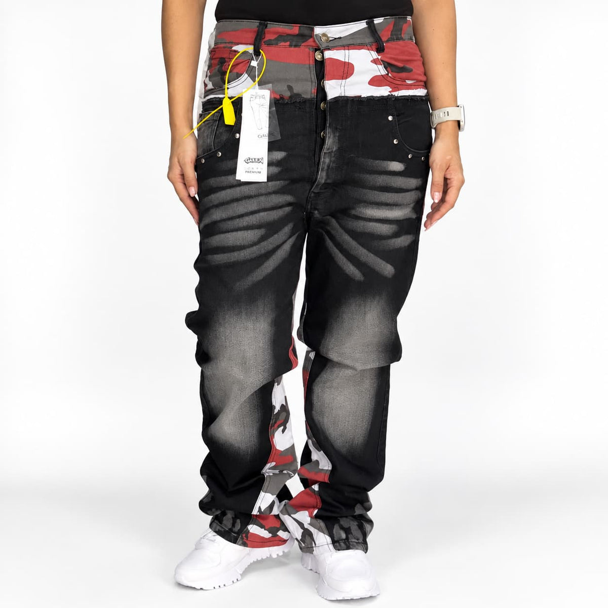 GALEX Military Street Dama — Edición Camuflaje Rojo | Jean Levanta Cola Doble Pretina | RF.210