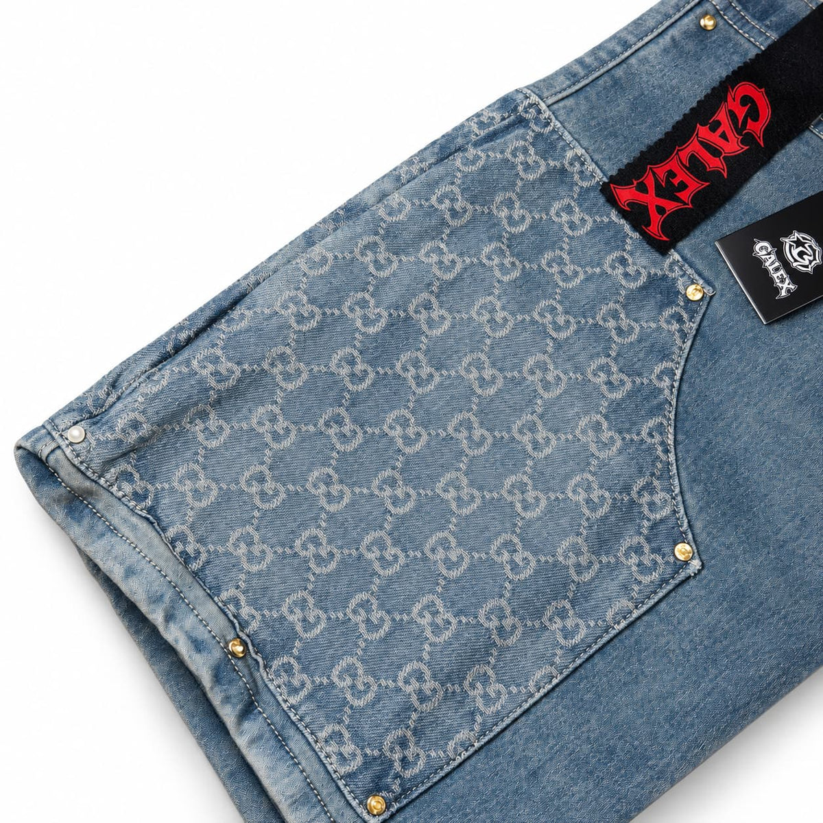 GALEX Signature — Edición Monograma | Bermuda Jean Azul con Paneles GG
