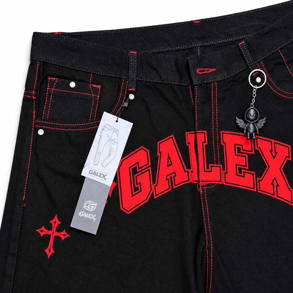 GALEX Cruces — Edición | Bermuda Jean Negra con Cruces Rojas