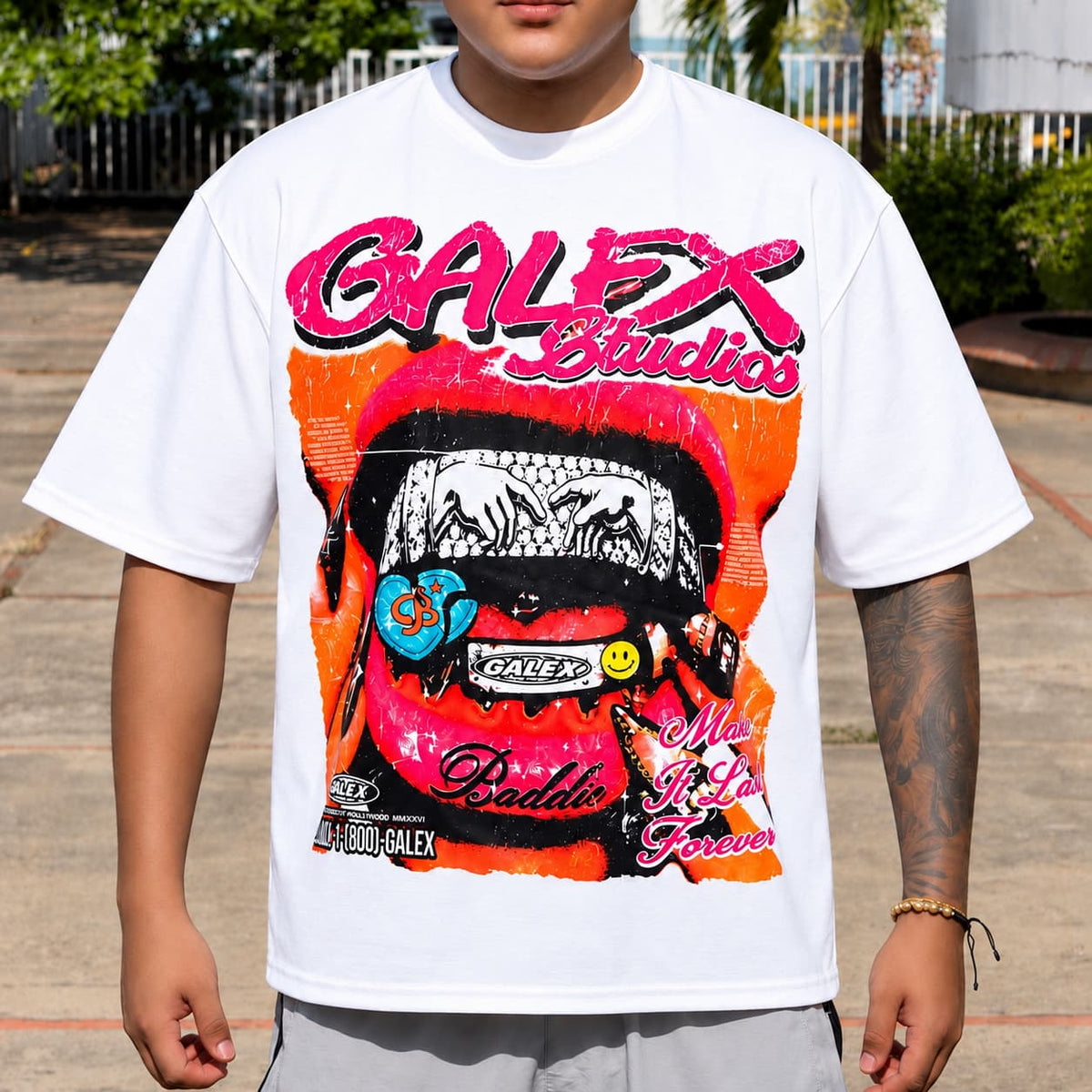 GALEX Studio — Edición Boca | Camiseta Oversize Blanca