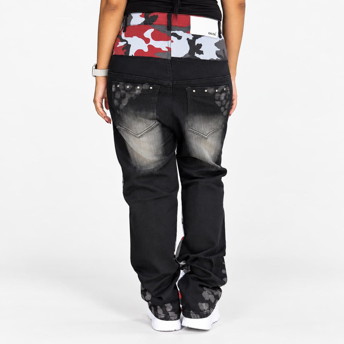 GALEX Military Street Dama — Edición Camuflaje Rojo | Jean Levanta Cola Doble Pretina | RF.210
