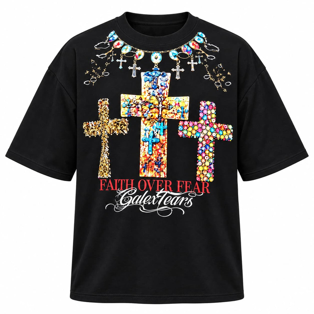 GALEX Dinamos — Edición Faith Over Fear | Camiseta Oversize Negra