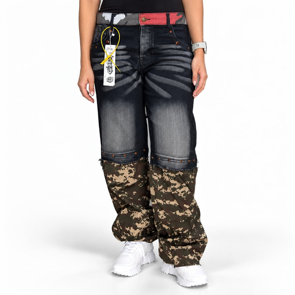 GALEX Combat Dama — Edición Camuflaje | Jean Levanta Cola Negro con Bota Camuflada | RF.221