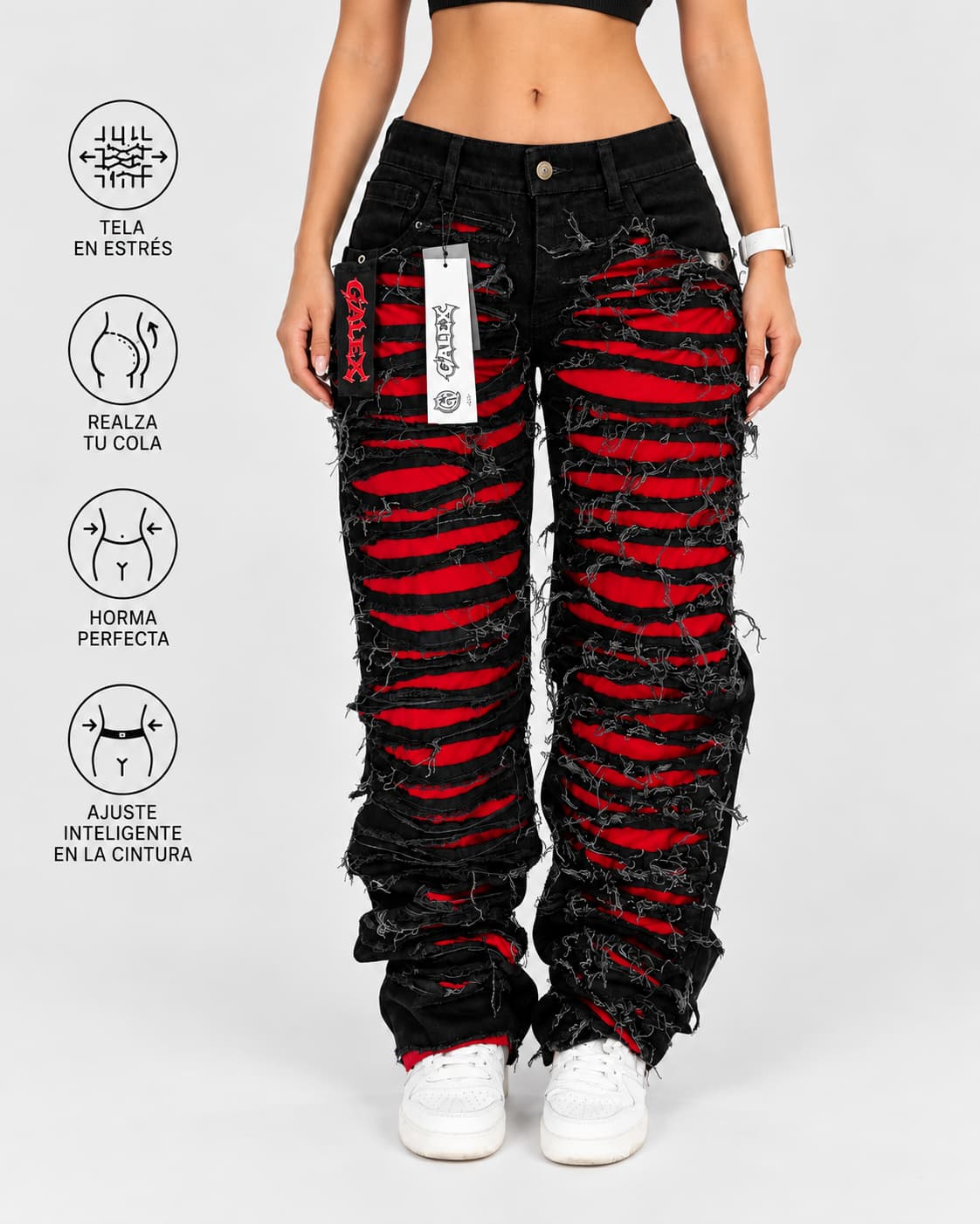 GALEX Inferno Dama — Edición | Jean Levanta Cola Negro con Rojo | RF.206